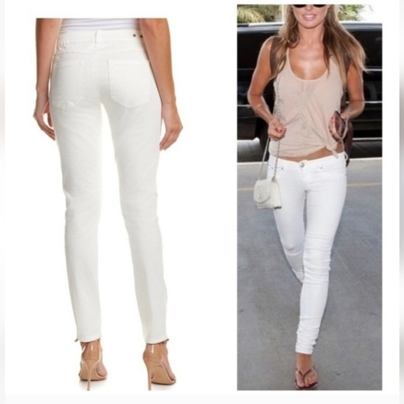 CAbi Stella White Straight Leg Distressed  Jeans, sz 12 - Picture 1 of 16